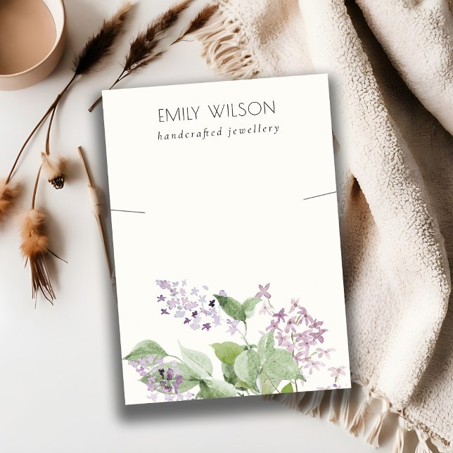 Carte De Visite Écran Chic Lilac Aquarelle Florale Collier (Créateur téléchargé)