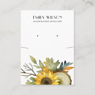 CARTE DE VISITE ÉCRAN CHIC SUNFLOWER FALL WOOD NECKLACE EARRING