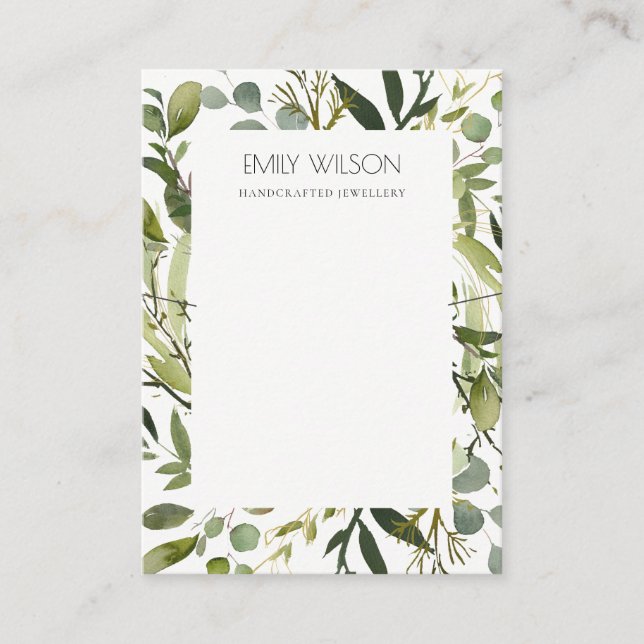 Carte De Visite ÉCRAN cool VERT FOLIAGE WREATH FRAME ENCADREMENT (Devant)