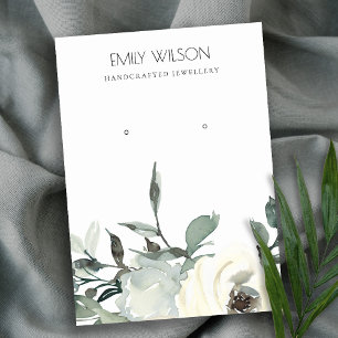 CARTE DE VISITE ÉCRAN D'APPROVISIONNEMENT FLORAL BLANC EN IVOIRE 