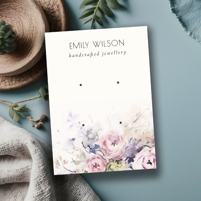 Carte De Visite Écran d'aquarelle Rose florale 2 oreilles (Créateur téléchargé)