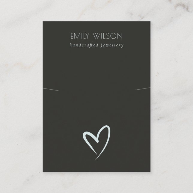 Carte De Visite Écran de bande simple Black Blue Heart (Devant)