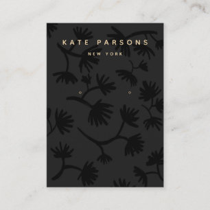 Carte De Visite Écran de bijoux à oreilles florales noires