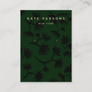 Carte De Visite Écran de bijoux à oreilles florales vertes