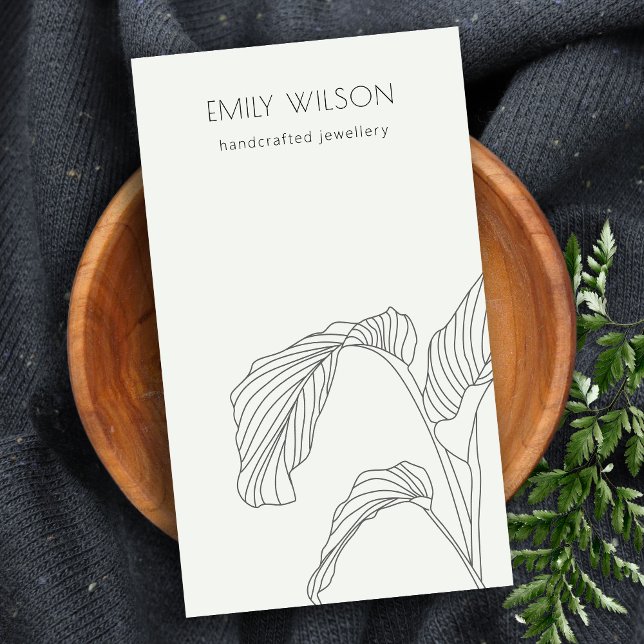 Carte De Visite Ecran de bijoux en feuille de palme blanc noir (Créateur téléchargé)