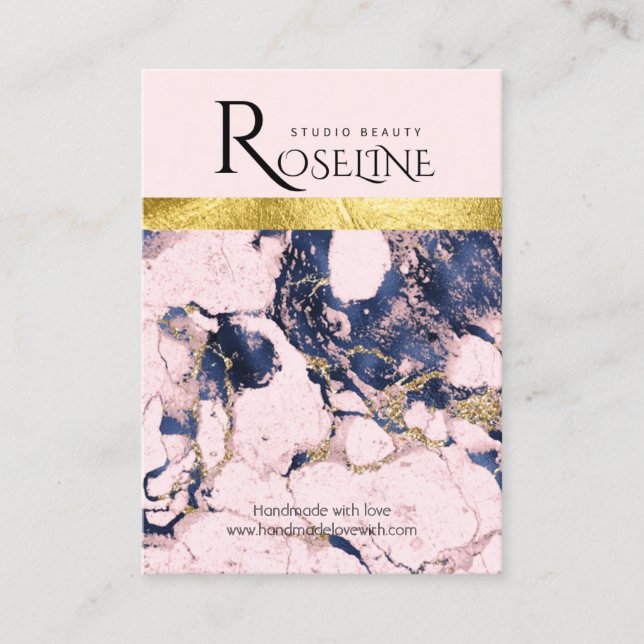 Carte De Visite Écran de bijoux en marbre rose et bleu (Devant)