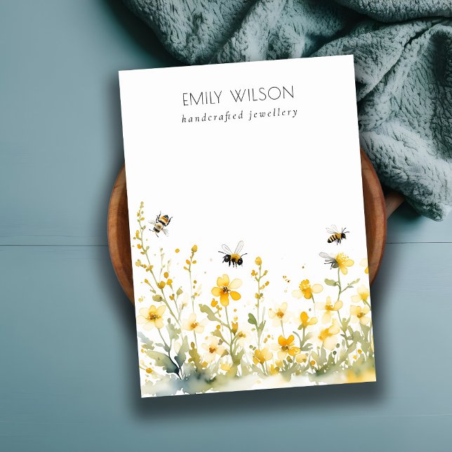 Carte De Visite Écran de bijoux en noir d'abeille Fleur sauvage ja (Créateur téléchargé)