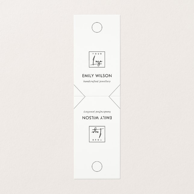 Carte De Visite Écran de collier blanc noir minimal chic (Extérieur déplié)