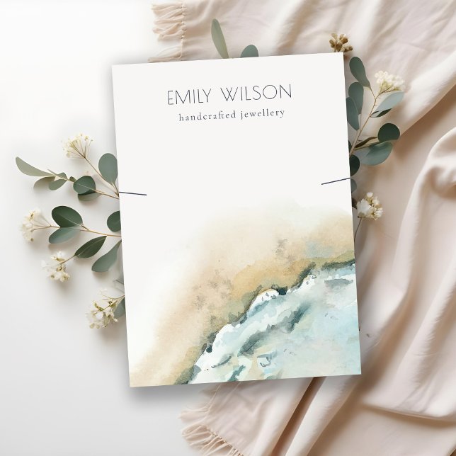 Carte De Visite Ecran de collier de plage de sable des vagues de l (Créateur téléchargé)