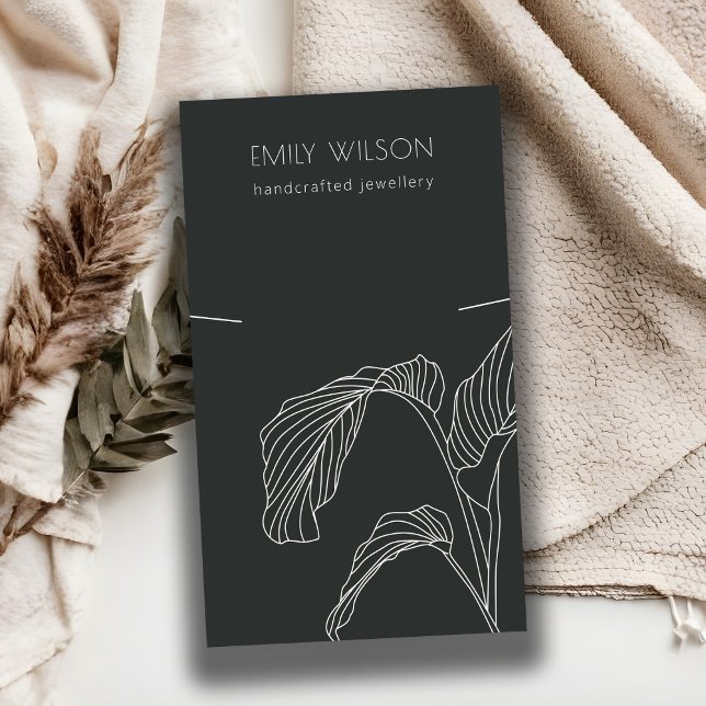 Carte De Visite Ecran de collier noir blanc de palme feuilleté (Créateur téléchargé)