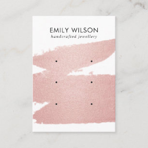 CARTE DE VISITE ÉCRAN DE RESTAURATION ROSE GOLD PINK BRUSH STROKE 