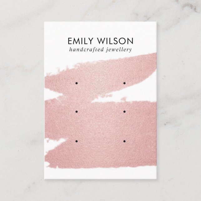 CARTE DE VISITE ÉCRAN DE RESTAURATION ROSE GOLD PINK BRUSH STROKE  (Devant)