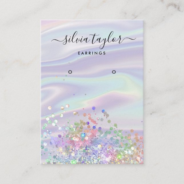 Carte De Visite Écran d'écoute de script holographique moderne (Devant)