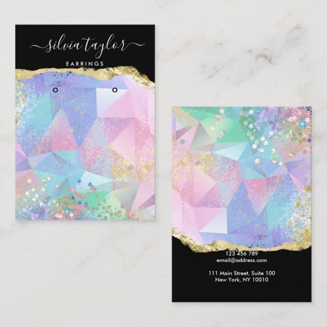 Carte De Visite Écran d'écoute de script holographique moderne (Devant / Derrière)