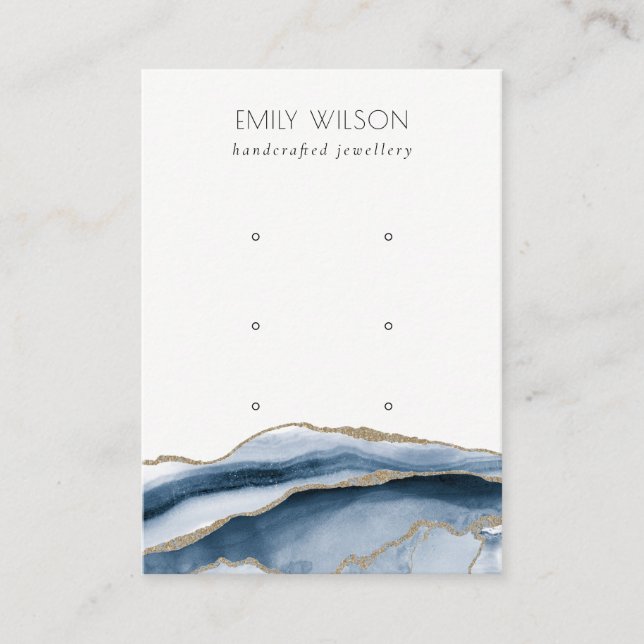 Carte De Visite Écran d'oreille Abstrait Agate Marine Gold 3 Stud (Devant)