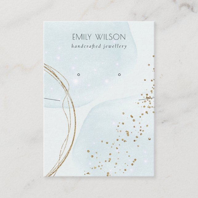 Carte De Visite Écran d'oreille Abstrait Sky Blue Gold (Devant)
