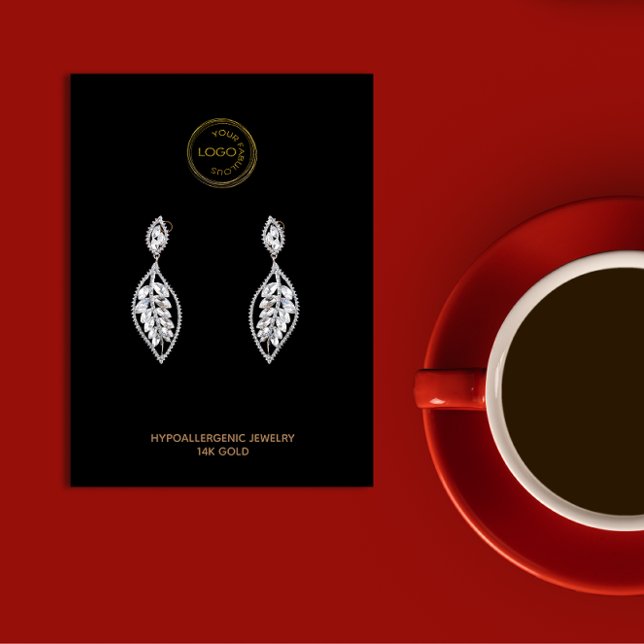 Carte De Visite Écran d'oreille Ajouter votre logo noir (Créateur téléchargé)