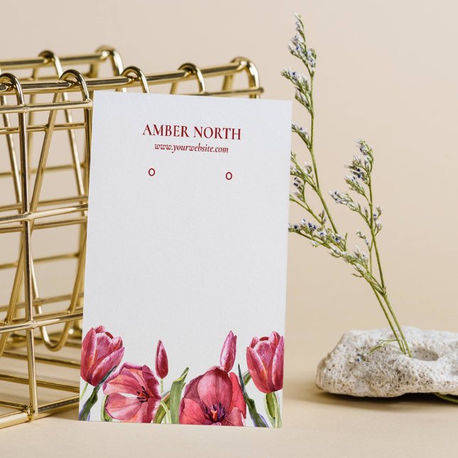 Carte De Visite Écran d'oreille Bijoux Fleurs Bourgogne (Créateur téléchargé)