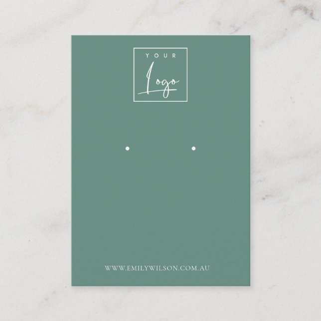 Carte De Visite Écran d'oreille bleu sombre minimal (Devant)