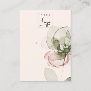 Carte De Visite Écran d'oreille Chic Blush Pink Green Flower