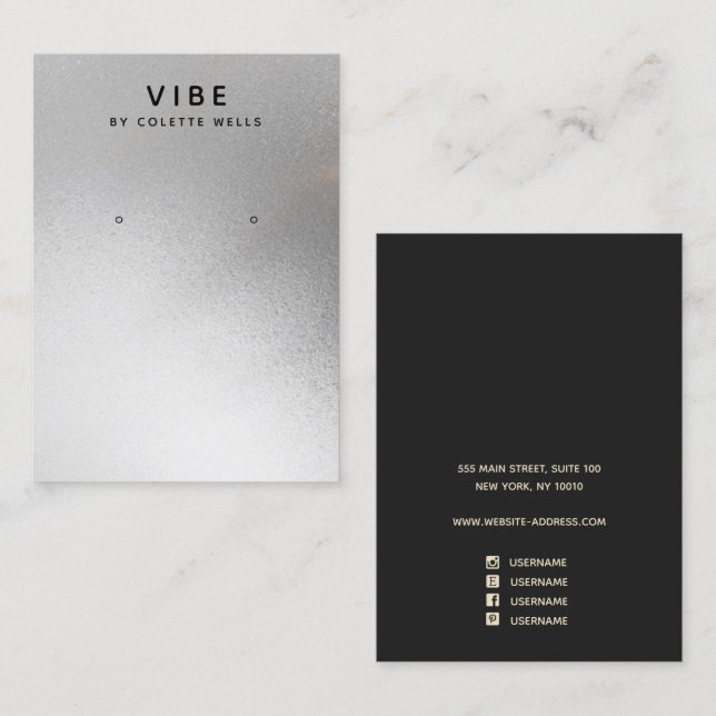 Carte De Visite Écran d'oreille cool Satin Silver (Devant / Derrière)