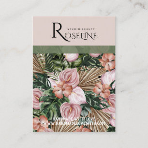 Carte De Visite Écran d'oreille de la fleur rose de la jungle trop