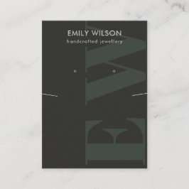 Carte De Visite Écran d'oreille du collier de monogramme noir rust