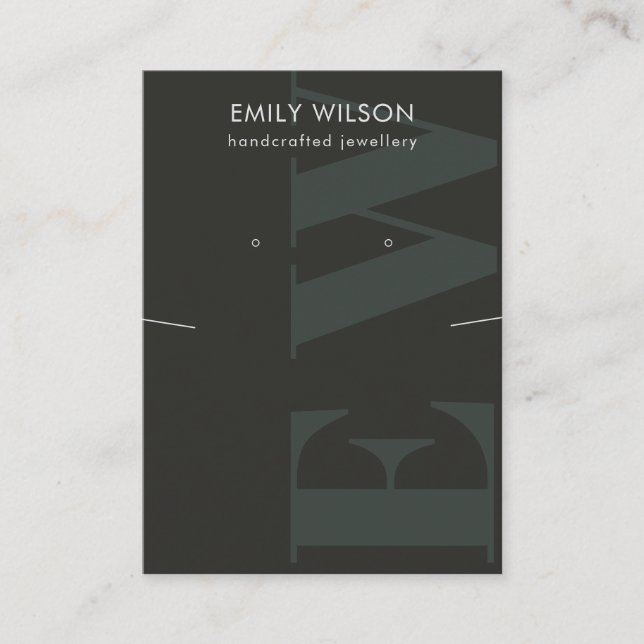 Carte De Visite Écran d'oreille du collier de monogramme noir rust (Devant)