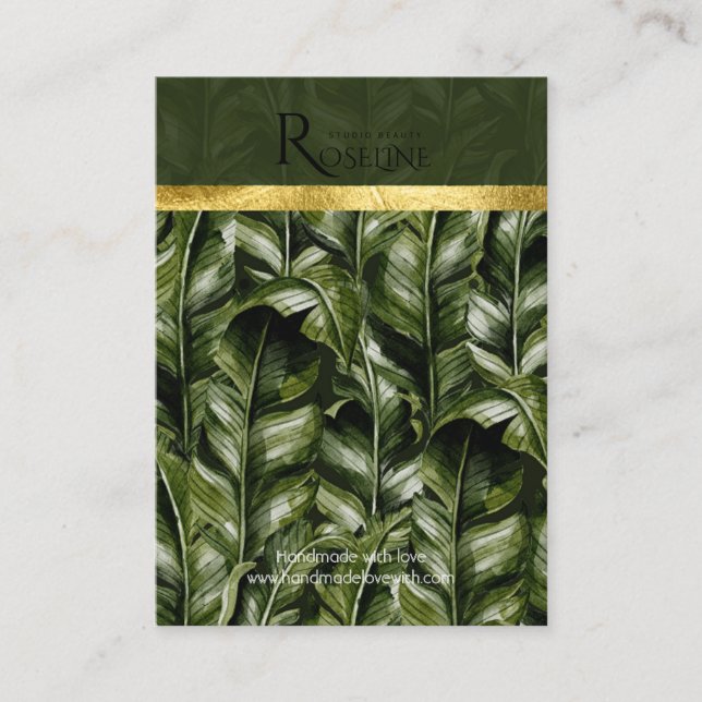 Carte De Visite Écran d'oreille du logo vert palmier tropical sauv (Devant)