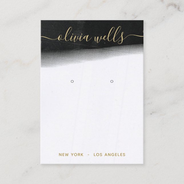 Carte De Visite Écran d'oreille du script d'aquarelle noir blanc (Devant)