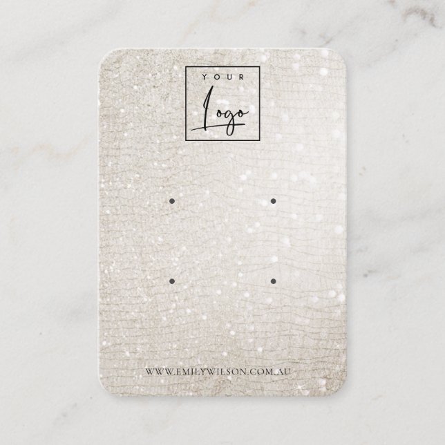 Carte De Visite Écran d'oreille en argent ivoire brillant logo 2 (Devant)