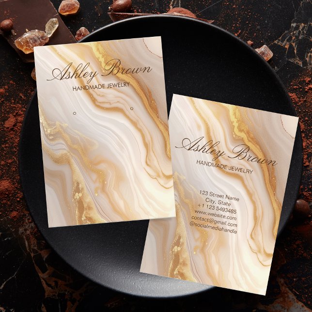 Carte De Visite Écran d'oreille en marbre beige or (gold beige marble)
