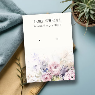 Carte De Visite Écran d'oreille fleurie Rose chic Blush