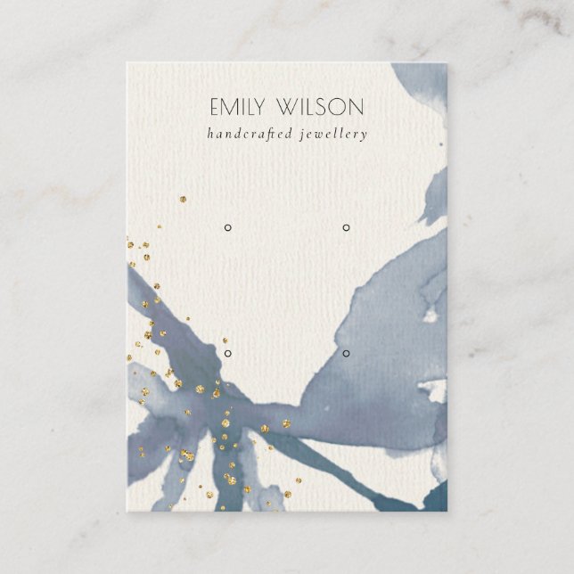 Carte De Visite Écran d'oreille Indigo Blue Gold Abstrait 2 Étui (Devant)
