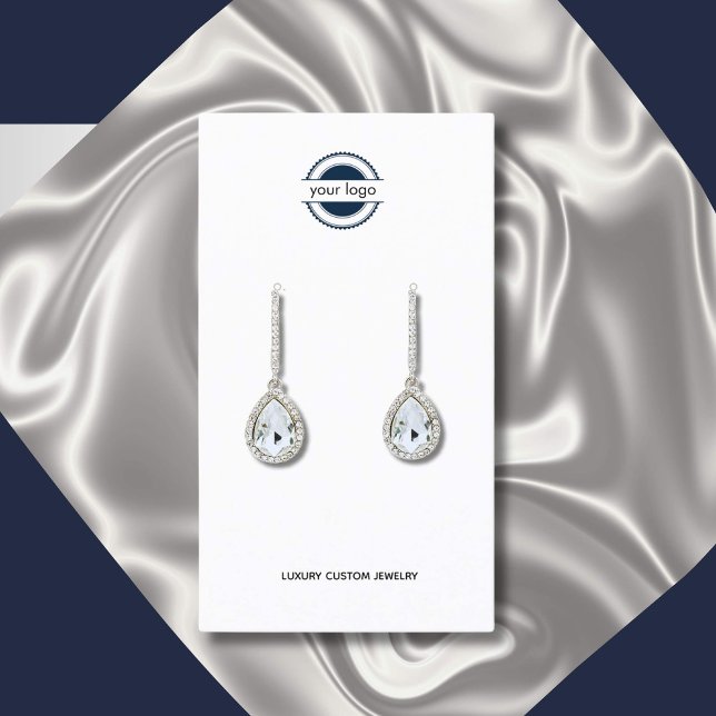 Carte De Visite Écran d'oreille marine-BluBlack et blanc (Classic vintage logo for your luxury brand earrings)