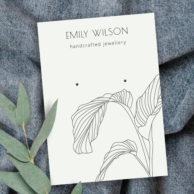 Carte De Visite Ecran d'oreille noir blanc feuille de palme (Créateur téléchargé)