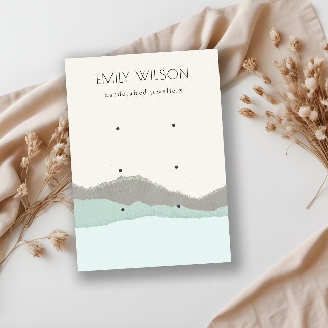 Carte De Visite Écran d'oreille Pastel Aqua Kraft Mountain Wave 3 (Créateur téléchargé)