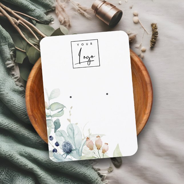 Carte De Visite Écran d'oreille Pastel Blue Green Foliage Bunch (Créateur téléchargé)