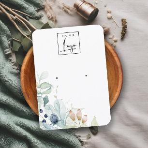 Carte De Visite Écran d'oreille Pastel Blue Green Foliage Bunch