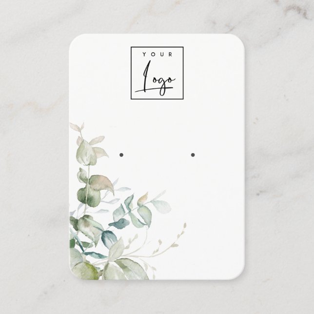 Carte De Visite Écran d'oreille Pastel Blue Green Foliage Bunch (Devant)