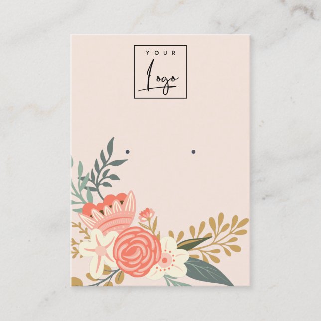 Carte De Visite Écran d'oreille Pastel Blush Ambrosia Floral Logo (Devant)