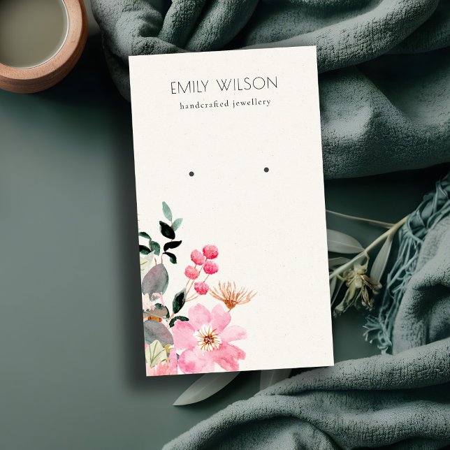 Carte De Visite Écran d'oreille Pastel Blush Rose Floral Bunch (Créateur téléchargé)