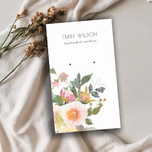 Carte De Visite Écran d'oreille Pastel Blush Rose Floral Bunch