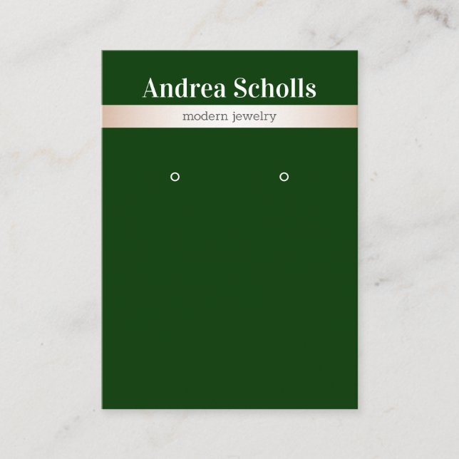 Carte De Visite Écran d'oreille Rose vert or rayé bijoux (Devant)