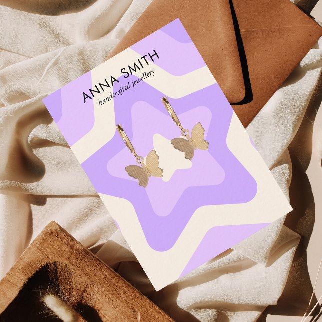 Carte De Visite Écran d'oreille Super Retro Star Purple (Créateur téléchargé)