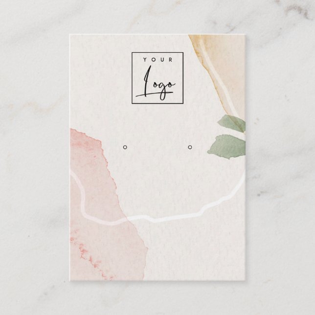 Carte De Visite Écran du logo Abstrait Earthy Blush Stud (Devant)