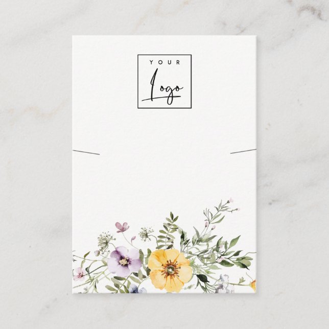 Carte De Visite Écran du logo du collier Lilac Fleur sauvage jaune (Devant)