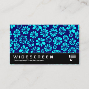 Carte De Visite Écran large 239 - Cyan et Navy Floral