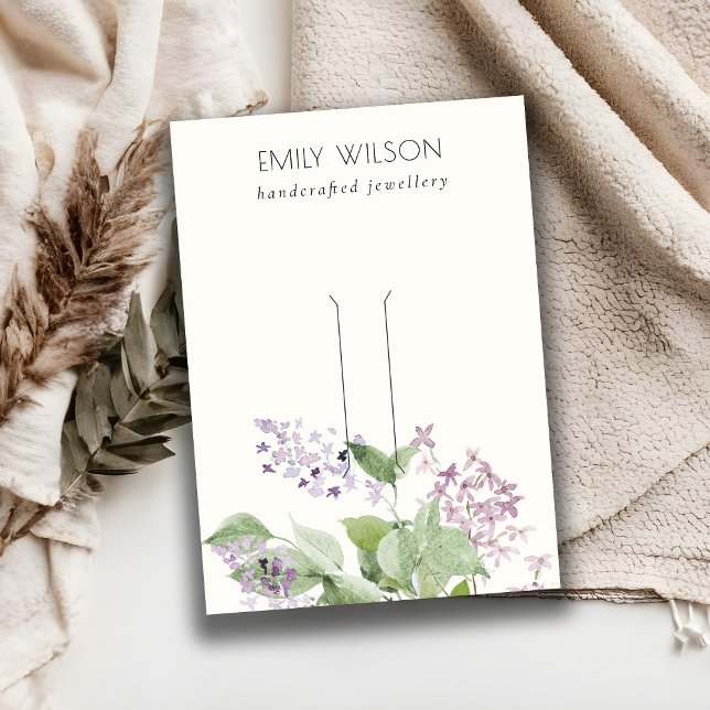 Carte De Visite Écran Lilac floral blanc à coiffure souple (Créateur téléchargé)