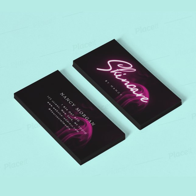 Carte De Visite Écran manuscrit Hot Pink Neon & Smoke Skincare (Créateur téléchargé)